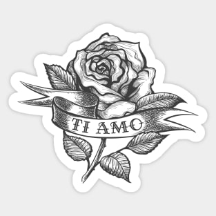 Rose with Ribbon Tattoo Sticker